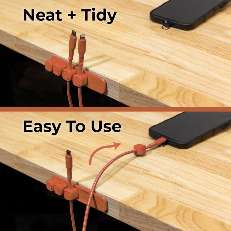 BLACK+DECKER 4 Pack Magnetic Cable Clips W/Metal Plate, Adhesive Wire Holder Keeper Organizer for Home Office Phone Car Wall Desktop Nightstand