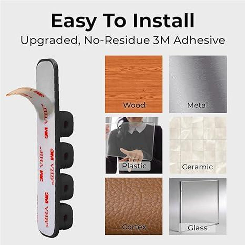 BLACK+DECKER 4 Pack Magnetic Cable Clips W/Metal Plate, Adhesive Wire Holder Keeper Organizer for Home Office Phone Car Wall Desktop Nightstand